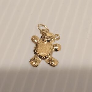 14k Yellow Gold Adorable Tiny Teddy Bear Charm Pendant